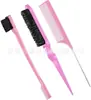 Conjunto de Pentes para Tingir Cabelo, Pincel Penteador para Mechas Ferramentas de Penteado, Pincel para Sobrancelhas, Pente para Desfiar, Pente de Cauda para Separar Conjunto de Três Peças