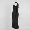 Vestido Largo Transfronterizo Sin Tirantes Estilo Europeo y Americano Verano 2026 Nuevo Vestido de Cola de Pez con Cuello Halter y Atado Vestido Largo Elegante de Lunares