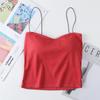 Chaleco de algodón puro con tirantes para mujer, con almohadilla interior sexy, color sólido, con hermosa base en la espalda, para primavera y verano, venta al por mayor