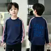 Camiseta de manga longa para meninos primavera e outono, novo modelo 2026, conjunto de outono para meninos grandes, camiseta básica de outono para meninos, top infantil estiloso