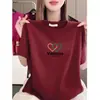 Camiseta de Manga Corta con Estampado de Moda de Marca Tendencia de Este Año para Mujer, Top Casual de Verano con Cuello Redondo, Talla Grande Adelgazante Ropa de Mamá