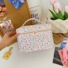 Nova Estilo Fresco e Fofo Bolsa de Maquiagem Estilo Pastoral Algodão Grande Capacidade Bolsa de Armazenamento Portátil para Lavar e Finalizar Bolsa para Mulheres