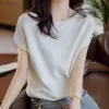 Nueva Estilo Primavera y Verano Holgada Adelgazante Sin Mangas Delgada Camiseta Ropa Exterior para Mujer Manga Dolmán Interior Camisa de Punto Manga Corta