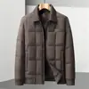 Suministro directo de fábrica de chaqueta de plumón para hombre con cuello acanalado, plumón de pato blanco pesado, abrigo de invierno corto acolchado de negocios, venta al por mayor