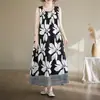 Estilo Novo de Verão para Mães de Meia-Idade Camisola de Algodão e Seda de Alta Qualidade Roupa de Casa Feminina Vestido Regata de Viscose para Usar por Cima
