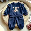Conjunto Casual Lindo de Primavera y Otoño para Niñas, Nuevo Modelo 2026 para Niños Pequeños, Sudadera de Gato Lindo con Lazo, Conjunto de Dos Piezas para Bebé
