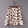 Falda mini floral juguetona con dobladillo de volantes estilo europeo y americano, falda corta, cintura alta, sexy, falda línea A, falda de verano