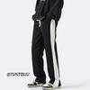 Calças esportivas listradas masculinas Primavera americana high street vibe calça casual reta hip hop marca de moda all-match calças