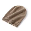 Gorro de punto 100% cachemira pura para otoño e invierno, unisex, gorro cálido para clima frío, versátil gorro de lana con borde enrollado