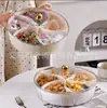 Caja de Almacenamiento Transparente de Frutas Deshidratadas de Múltiples Especificaciones de Aspecto Elevado, Plato de Fruta Redondo para Sala de Estar, Caja de Dulces a Prueba de Polvo con Tapa