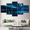 5 pares de pintura decorativa abstrata de cena noturna com lua azul HD arte decorativa moderna para casa pintura em tela imagem central