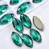 Accesorios de Diamante Irregulares Cosidos a Mano con Borde Biselado de Vidrio Marquise Hebilla Plana Galvanizada Fondo Plano Artículos Creativos para Decoración de Zapatos, Sombreros y Ropa DIY