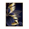 Pintura Decorativa Moderna Simple Rosa Negra Rojo Azul Dorado Planta Flor Sala de Estar Dormitorio Hotel Pared de Fondo Lienzo Decorativo
