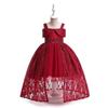 Saia com Cauda de Tule e Suspensório para Meninas, Vestido de Florista com Contas, Roupa para Performance ao Piano de Menina