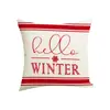 Funda de almohada roja de Navidad Funda de almohada con estampado de letras de lino de imitación navideño Funda de cojín decorativa para sofá sala de estar