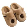 Pantuflas de algodón capibara para mujer, nuevo modelo 2026 para otoño e invierno, pantuflas de algodón cálidas de felpa antideslizantes para el hogar, pantuflas de algodón para maternidad
