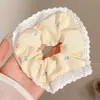2026 Novo Estilo Estilo Floresta Elástico Alto Prendedor de Cabelo com Laço Preguiçoso, Corda de Cabelo para Rabo de Cavalo em Tecido de Renda para Mulheres