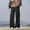 Calça casual de seda gelada de marca americana de moda de rua para homens e mulheres, outono fina fresca elástica com bom caimento solta reta casual