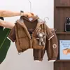 Ropa de Otoño e Invierno para Bebé Niño Traje Forrado de Polar, Nuevo Elegante Chaleco Cálido de Dibujos Animados Juego de Tres Piezas para Bebés y Niñas en Invierno