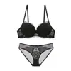 Lingerie de Renda para Cílios Transfronteiriça Sutiã de Renda Sexy para Mulheres Sutiã Anti-Queda Conjunto de Sutiã Confortável com Coleta Lateral