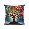 Funda de Almohada Estampado Floral de Arte Retro Transfronterizo Árbol Abstracto Colorido Hogar Sala de Estar Sofá Funda de Cojín Decorativa