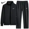 Conjunto esportivo casual masculino popular transfronteiriço, novo conjunto de duas peças para primavera e outono, com moletom cardigã de gola alta e calça comprida para homens