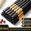 Pauzinhos de liga pauzinhos Golden Fu leve luxo high-end alta temperatura resistente não-mofo pauzinhos antiderrapantes hotel cozinha comercial casa