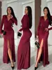 Estación Independiente Transfronteriza Europea y Americana 2026 Nuevo Elegante de Moda Vestido de Noche para Mujer Cuello en V Manga Larga Abertura Vestido Largo