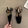 Sandalias Retro Cerradas Estilo Francés para Mujer, Nuevo Modelo Verano 2026, Zapatos Elegantes para la Noche con Tacón Kitten y Espalda Abierta, Planos de Correa Única con Hebilla