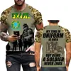 Camiseta para Hombre con Bandera de Brasil Top 3D Camuflaje de Veterano Brasileño Cuello Redondo Sudadera Camiseta de Manga Corta Venta Directa de Fábrica Suministro