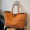 2025 Nuevo Bolso Tote de Gran Capacidad Diseño Nicho para Mujer para Ir al Trabajo Doble Bolsillo Bolso de Lona Casual Casual Bandolera