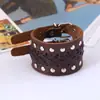 Pulseira de Couro Trançado Retrô com Rebites Estilo Punk Criativo Personalizada Pulseira Unissex Pulseira Larga de Couro Pulseira de Couro Genuíno
