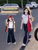 Conjunto de Dos Piezas para Niñas de Verano: Camiseta Elegante y Moderna y Pantalones Deportivos de Secado Rápido para Niños Mayores