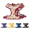 Arnés retro floral estilo chino para perro con correa de malla transpirable de doble capa, diseñado para prevenir escapes, adecuado para perros pequeños y medianos