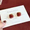 Nuevos Pendientes Geométricos de Rombo Color Borgoña para Otoño e Invierno, Pendientes Sencillos y Versátiles de Esmalte Rojo Ancola de Alta Gama