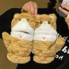 Novas Luvas de Pelúcia Fofas de Gato-Guaxinim com Tampa Flip-Top e Meio Dedo para Mulheres no Inverno, Forradas com Lã e Espessadas para Manter o Calor Durante o Ciclismo e Prevenir Ondas de Frio