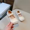 Sapatos de Princesa para Meninas 2024 Primavera Novos Sapatos Infantis de Couro Prata Sapatos de Passarela para Bebês Sapatos Únicos com Strass