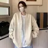 Moletom Cardigan Quatro Cores para Mulheres 2026 Novo Primavera e Outono Estilo Coreano Botão Gola V Solto Fino Manga Longa Jaqueta de Estudante