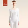 Ropa interior térmica sin costuras para mujer, engrosada, forrada de polar, de terciopelo, top ajustado, camiseta interior, ropa de otoño, traje de pantalones largos, invierno