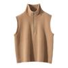 Cashmere 2026 Outono e Inverno Novo Colete Feminino Curto Solto com Meio Zíper Gola Lapela Sem Mangas Suéter de Tricô