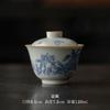 Bule de Chá de Cerâmica Antigo Azul e Flor de Osmanthus com Assento Conjunto de Chá Kung Fu Vintage Duas Gaiolas Tigela Xícara de Degustação Xícara de Chá