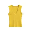 Top de tirantes acanalado estilo americano picante para chica, escote profundo en U, nuevo de verano 2026, sin mangas, ajustado, camisola corta, top interior