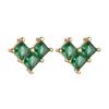 Pendientes Cuadrados de Amor Pendientes de Empalme Answer Incrustados Rubí Nano Diseño Pequeño Pendientes de Cristal Puntiagudos Aguja de Plata