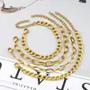 Pulsera de Acero Inoxidable con Galvanizado al Vacío de Oro de 18 Quilates, Estilo Europeo y Americano, Cadena Cubana Unisex, Accesorio de Mano Simple y Versátil, Joyería que No se Desvanece