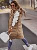 Explosiones wish Chaqueta chaleco acolchada de algodón de color liso con capucha de un solo botón de longitud media para hombre y mujer, ajuste ceñido, cárdigan con temperamento, abrigo, top