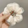 Scrunchie de Renda Bege Doce com Laço, Elástico de Cabelo Feminino para Rabo de Cavalo, Acessório de Cabelo Elástico Atacado