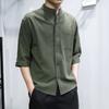 Camisa de Lino de Manga Larga para Hombre Tang Estilo Chino Casual de Verano para Hombres de Mediana Edad y Mayores Delgada Transpirable Tallas Grandes