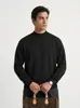 Suéter de punto para hombre de cuello medio alto, color liso, básico, de manga larga, holgado, casual