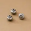 Cuentas espaciadoras ovaladas vintage desgastadas de plata pura s925, cuentas sueltas, espaciadores redondos, materiales de accesorios de cuentas de plata para pulseras de manualidades DIY