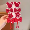 Horquilla Roja Infantil para Festival de Primavera, Pin de Tela Roja con Puntos Blancos Lindo para Niña con Lazo, Horquilla con Ambiente de Año Nuevo